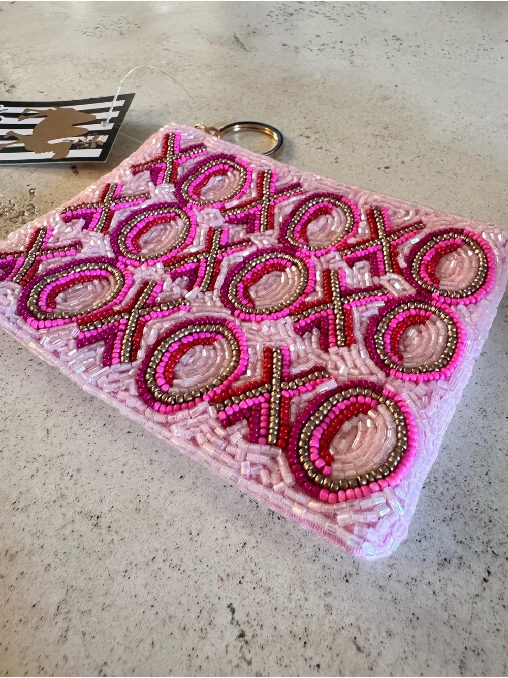 Camel Threads XOXO Beaded Coin Purse